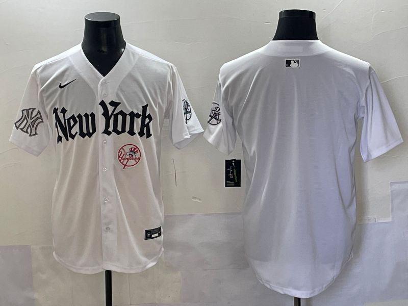 Men 2025 New York Yankees Blank White Five generations Joint Name Nike MLB Jersey style 108